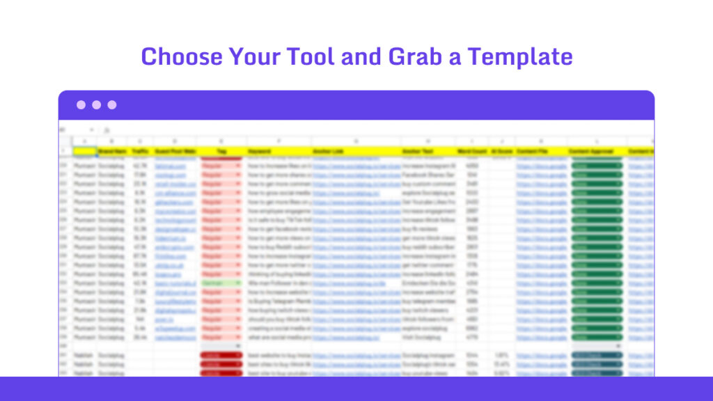 Link Building Template sheet