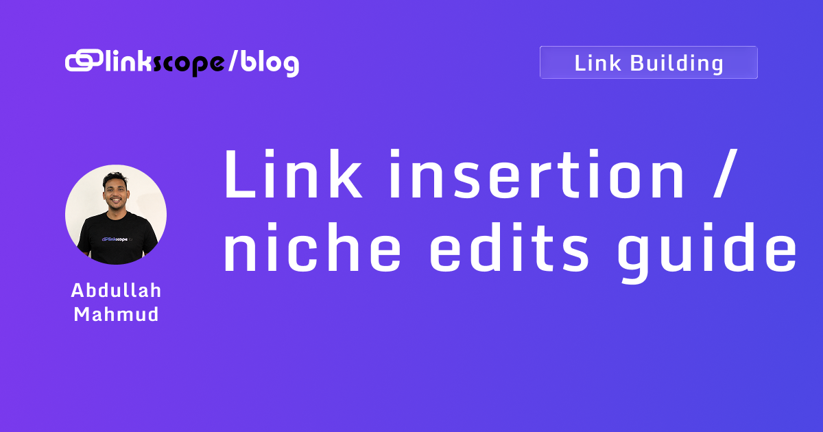 Link Insertion [Niche Edits] Guide